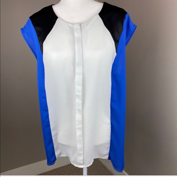 KUT FROM THE KLOTH TRI COLOR SHORT SLEEVE BLOUSE - Picture 2 of 7